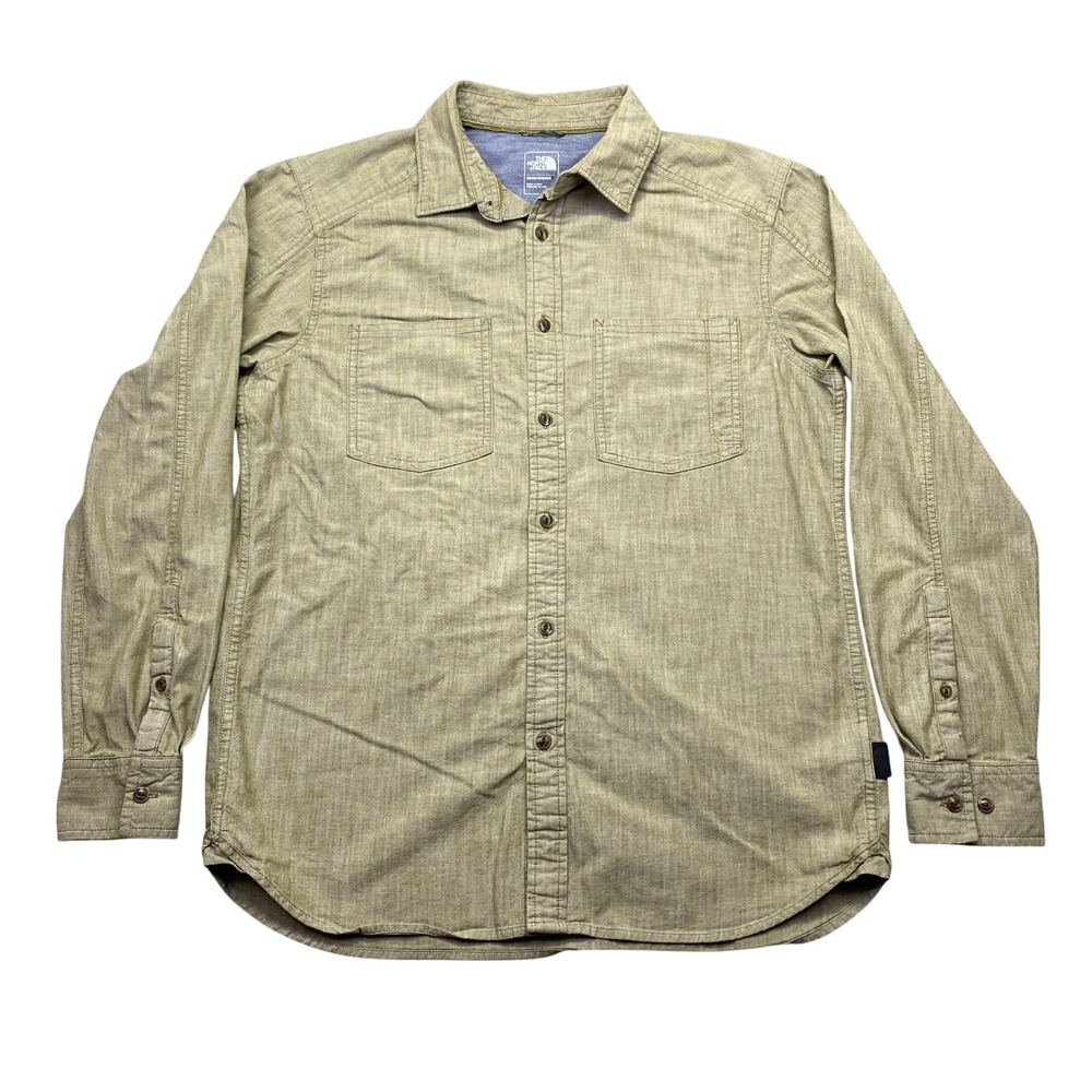 The North Face Mens Long Sleeve Button Down Shirt Olive Khaki Green Sz‎ M Grunge